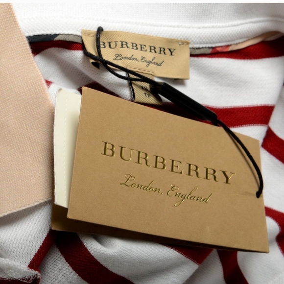 BURBERRY WOMEN'S STRIPED SHORT SLEEVE POLO BLOUSE TOP US XS IT 38 - Picture 6 of 6